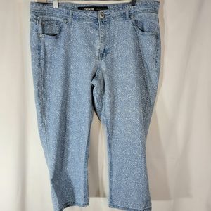 Jordache Skinny Crop Jeans Blue on Blue Floral Plus Size 18